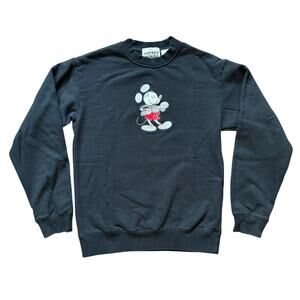 Disney Mickey Mouse Retro Cotton Crewneck Sweatshirt Black Size S